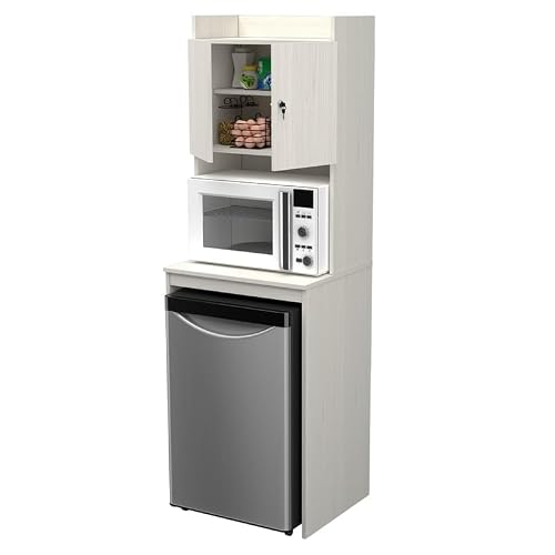 Inval Engineered Wood Mini Refrigerator/Microwave Storage Cabinet, Washed Oak #TOP7