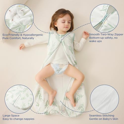Image of Duomiaomiao 2 Pack Baby Sleep Sack 95% Rayon Made from Bamboo, 5% Spandex, 2.5 TOG Baby Wearable Blanket 0-6 Months, Premium Soft Winter Toddler Sleep Sack, 2-Way Zipper Sleeping Bag for Unisex Babies