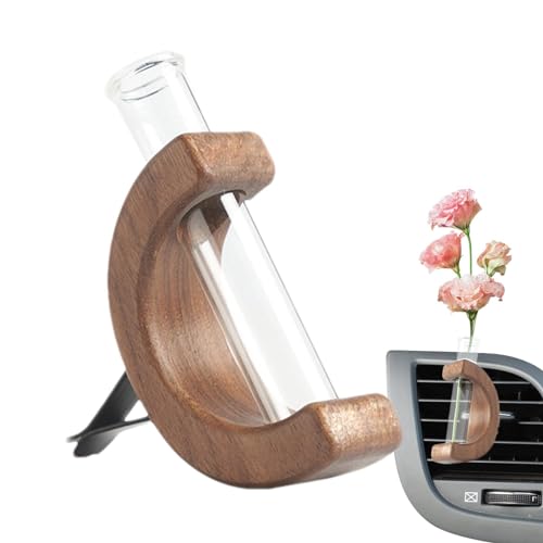 Blomvas för bil – bilvas ventilationsklämma, elegant glashållare, blomkruka för bil, färska växter automatisk luftventilationsberlock, bärbar automatisk blombehållare, blomkruka för bil, färska växter