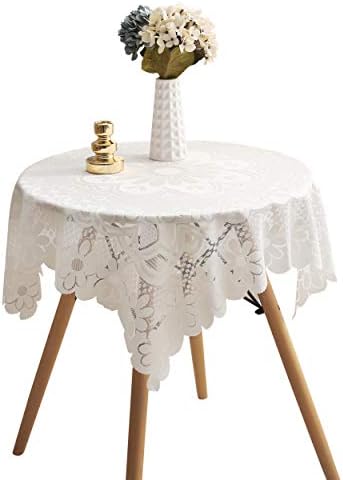 HOMECOOL Square Small Table Cloth - Ivory Crochet Tablecloth for Round Coffee Table 35 X 35 Inch - Sunflower