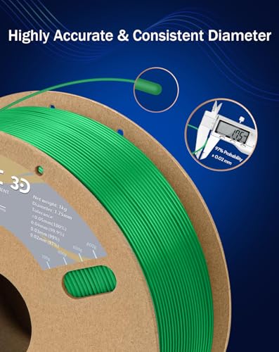 Image of DURAMIC 3D PETG Filament 1.75mm Green, 3D Printing Filament 1kg Spool(2.2lbs), Green Filament 1.75mm Dimensional Accuracy + /- 0.05 mm Non-Tangling Non-Clogging Non-Stringing (Pantone 2257U)