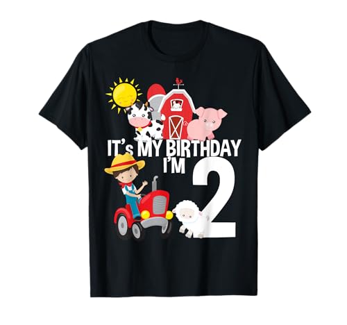 It's My Birthday Farm Theme - Camiseta de cumpleaños de 2 años Camiseta