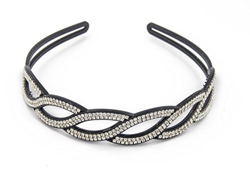 Yeshan Strong Rhinestone and Crystal Beaded Handmade Plastic Headband,Wave Design Hairband for girls
