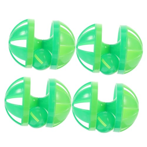 GANAZONO 4pcs Plastic Cat Ball with Double Bells Interactive Cat Playthings for Engaging Fun and Bonding and Random Color