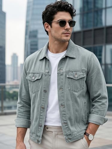 Image of Urbano Fashion Men's Regular Fit Washed Full Sleeve Denim Jacket