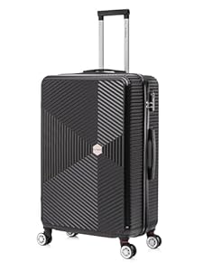 FLYMAX 24" Medium Suitcase Super Lightweight 4 Wheel Spinner Hard Shell ABS Luggage Hold Check in Travel Case Black 67L