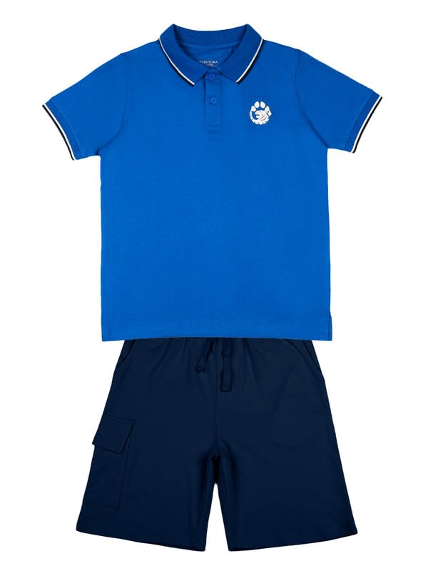 Image of Aventura Boys' Polo T-Shirt & Shorts Set 100% Cotton Bio-Washed Fabric Age 5-12 Years