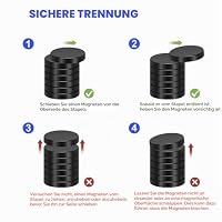 Wukong Schwarz Neodym Magnete Selbstklebend Extra Stark 20x4mm | 10 Stück, Mini Runde Magnete Heavy Duty für Magnettafel Whiteboard Kühlschrank – Ansicht 3