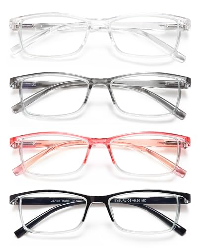EYEURL 4 Pack Reading Glasses Blue Light Blocking Square