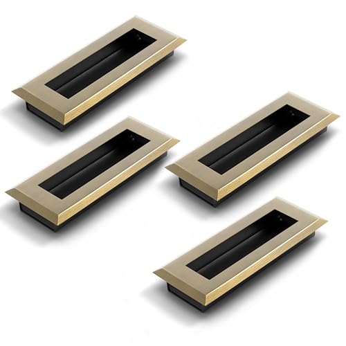 Image of Plantex Sliding Door Handle /Concealed Handle for Sliding Door /96mm Concealed Handle for Wardrobe /Kitchen Cabinet - Pack of 4 (Brass Antique)