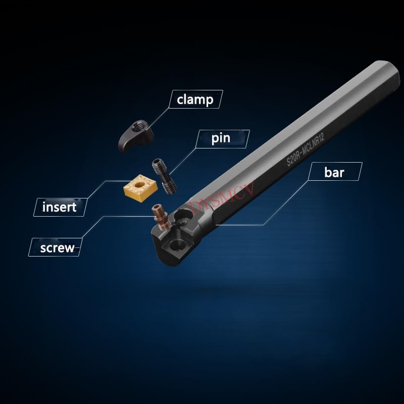 1pc S20R-MCLNL12 S20R-MCLNR12 95 Degree Internal Turning Tool Holder CNC Lathe Boring Bar Cutter Tool for CNMG Carbide Inserts(S20R-MCLNR12,NO Insert)