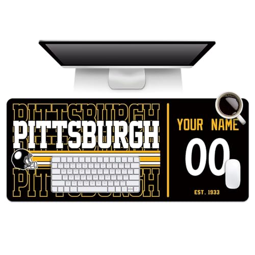Image of ANTKING Pittsburgh Mouse Pad Custom Name and Number Desk Pad for Men Women Youth Gifts