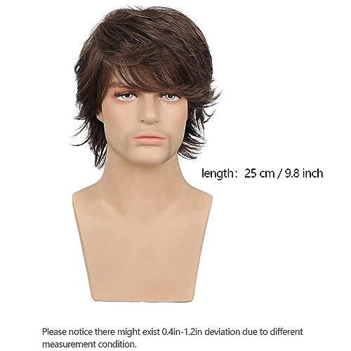 Cabelo Curto De Peruca Masculina Faixa Lateral Lateral Longa Peruca Em Camadas De Cabelos Naturais P