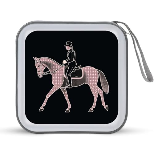 Étui de rangement CD et DVD portable 40 disques motif cheval de dressage pour voyage et maison