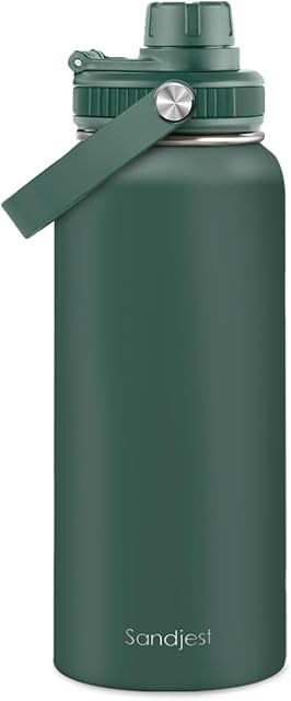 Bouteille d'eau en acier inoxydable isolant 32oz, Aspirateur Chug Lid Voyage Tumbler pour les hommes Amis Papa Frères, Cadeau pour anniversaire Noël Pères Jour (Army Green)