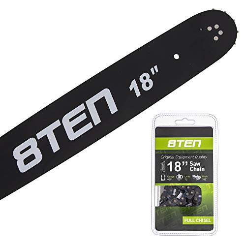 8TEN Chainsaw Guide Bar and Chisel Chain For Husqvarna 136 137 340 345 450 Rancher 20LPX072G 18 inch .050 .325 72DL - Thumbnail 2