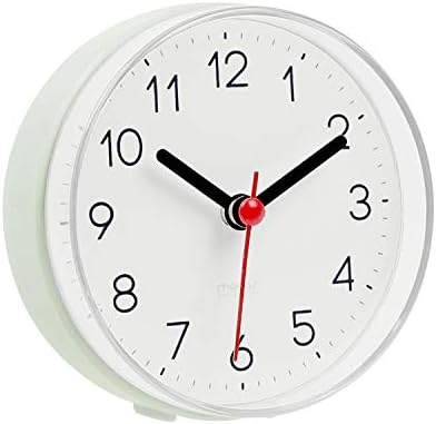 mooas 2WAY Silent Waterproof Bathroom Clock, Shower Clock, Wall Clock, Silent Non-Ticking Battery Operated, Suction Cup Wall Clock, Kitchen Clock (Ash Green)