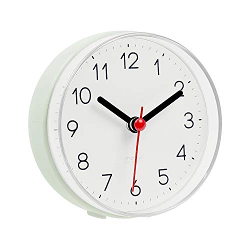 Mooas 2Way Silent Waterproof Bathroom Clock, Shower Clock, Wall Clock, Silent Non-Ticking Battery Operated, Suction Cup Wall Clock, Kitchen Clock (Ash Green) #TOP5