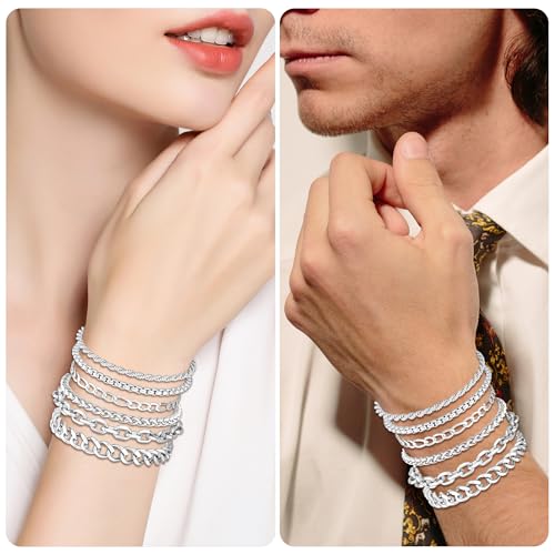 6 pulseras de acero inoxidable para hombre miniatura 6