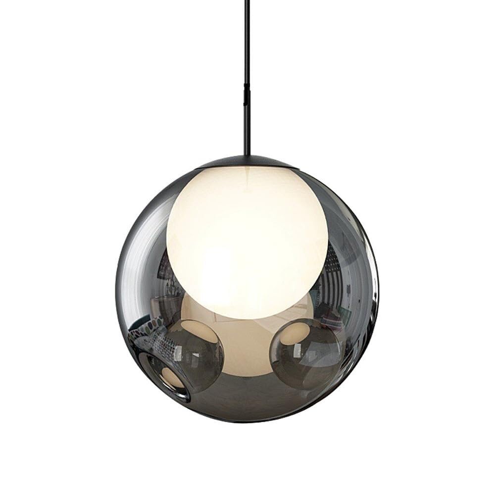 Lustre globe en verre gris fumé Bauhaus E27 | Suspension LED T-256