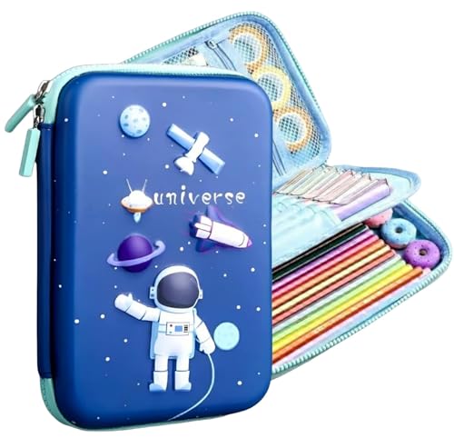 Image of LONGMIRE Big Size Eva 3D Cover Large Capacity Space Astronaut Pencil Case Compartments, School Pouch Premium Stylish Pen Holder (Big Size Astronaut Pencil Case, Ethylene Vinyl Acetate (EVA) Blue)