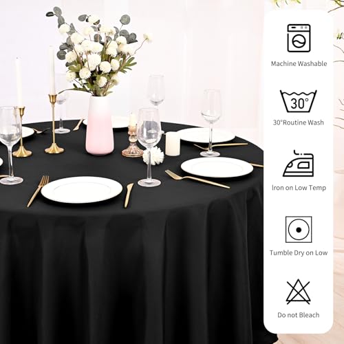 2 Pack Black Round Brushed Tablecloth 90 Inches (229cm) Wrinkle-Resistant Fabric Table Cover for Dining Room Party Wedding Home Table Decoration and Protection - Image 4