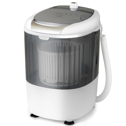 COSTWAY Mini Portable Washing Machine, 5.5 lbs Washing Capacity, Compact Laundry Washer with Durable Design, Single Tub, Rotary Controller, Small Washer Machine for Home Apartment Dorms and RV, Grey