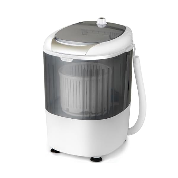 COSTWAY Mini Portable Washing Machine, 5.5 lbs Washing Capacity, Compact Laundry Washer with Durable Design, Single Tub, Rotary Controller, Small Washer Machine for Home Apartment Dorms and RV, Grey