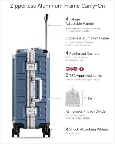 Image of LUGGEX 2-Piece Zipperless Luggage Set, 20 /24 Inch, Ocean Blue