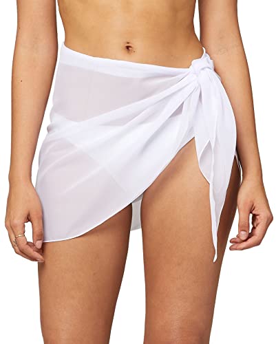 Conceited Women s Swimsuit Cover Up - Summer Cover-up Sarong Skirt Wrap for Beach Swimwear - Available in 3 Lengths and Sizes - Short - White - SAR-Short-White-XX