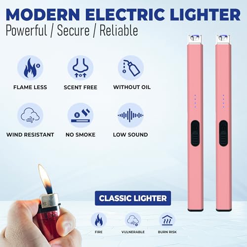 Encendedor eléctrico recargable USB negro y rosa miniatura 2