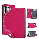 Seninhi 対応 Galaxy S25 Ultra 用の ケース 手帳型 galaxys25ウルト スマホケース ギャラクシーS25 ウルト 携帯ケース 職人仕様 手縫い革ケース 手帳型ケース スタンド機能付き 財布型 360度保護 耐衝撃 ケース カード収納 レザー 多機能 ベルトループ付き‌ おしゃれ 携帯カバー XNWS25UPG (ローズレッド)