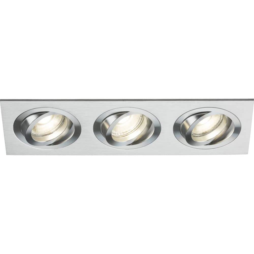 Knightsbridge Brushed Chrome Gu10 Ambar Tri Tilt Square Downlight