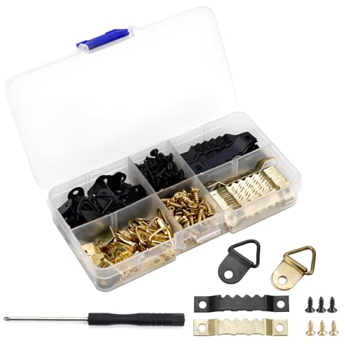 Image of Coshar 250Pcs Heavy Duty Sawtooth Picture Hangers D-Ring Picture Hangers Picture Hang Solutions Picture Hangers Kit for Hanging Paintings Frames Photos