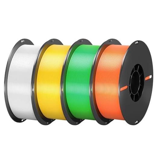 PLA Filament Combo 1.75mm 4 Rolls per 1kg Spool (8.8lbs) 3D Printer Filament Dimensional Accuracy +/- 0.02mm, Suitable for Most FDM 3D Printers (White/Yellow/Emerald Green/Orange)
