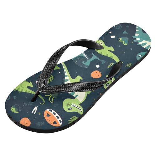 Cute Dinosaur Green Men's & Women's Classical Beach Rubber Sandal Flip Flop Comfortable Slipper 214B2653