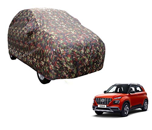 Image of Auto Hub Car Cover Compatible with Hyundai Venue with Weather Proof, Triple Stitched, Venue Car Cover Jungle Look