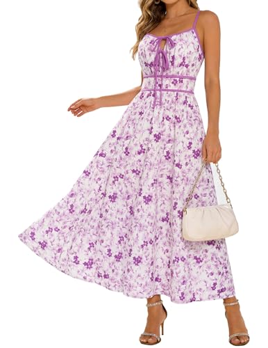 GRACE KARIN Women's 2025 Summer Casual Floral Boho Dress Spaghetti Strap Flowy Beach Maxi Dresses