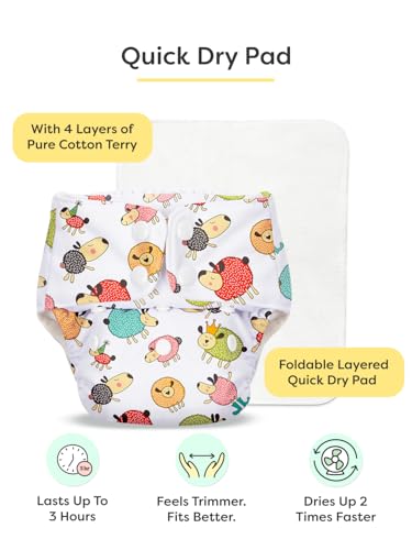 Image of SuperBottoms BASIC Cloth Diaper Combo | 2 Reusable Diapers + 2 UltraThin Dry Pads + 5 Disposable Top Sheets | Adjustable, Washable, Rash-Free & Eco-Friendly for Babies (3M-3Y).