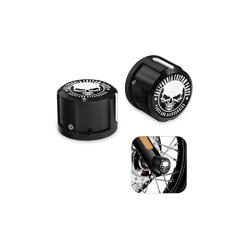 Guaimi-Front-Axle-Nut-Covers-Caps-Compatible-With-Herley-Softail-Sportster-Dyna-Touring-Road-King-Electra-Street-Glide-2008-2021-Skeleton-Skull 413sgp +yjl. sl500 . ss800
