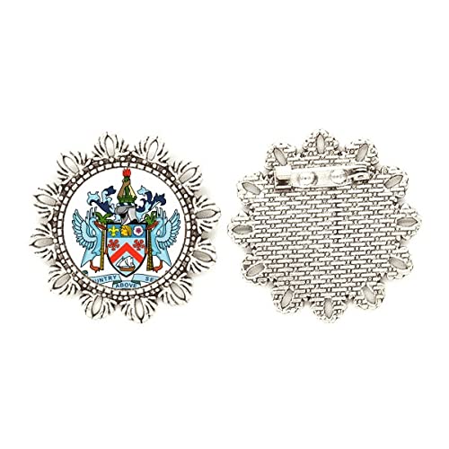 Broche de plata con emblema de Kitts and Nevis insignia mediana unisex