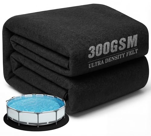 UIRWAY 24FT Round Pool Liner Pad Above Ground [2026 New 300G/M Thicker Heavy Duty] 24 ft Under Pool Padding Black Pool Mats for Pool Bottom Full Coverage Underlayment Pad Weed Barrier Protection