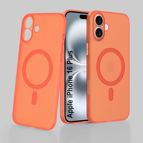 Image of ZAP CASE Paper Thin Case for iPhone 16 Plus | Ultra-Slim 0.5 mm Back Cover | Metal Buttons | Lightweight | Matte Finish | Anti-Fingerprint | Scratch Resistant | Camera Protection | Magsafe | Orange