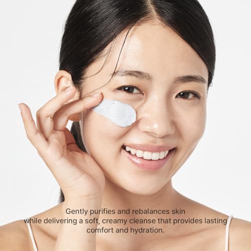 Image of ARENCIA Hyssop Sebum Control Rice Cake Cleanser, 5.29 oz, AHA Tea Tree Face Wash for Oily Combination Skin
