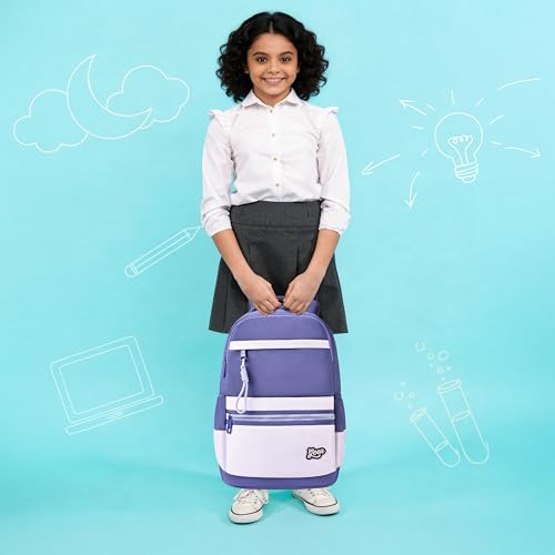 Image of Gear Delight 18 inch /30L Large Water Resistant School Bag | Casual Backpack | Daypack | Travel Backpack | Kids Bag for Boys /Girls (Purple - Purple)