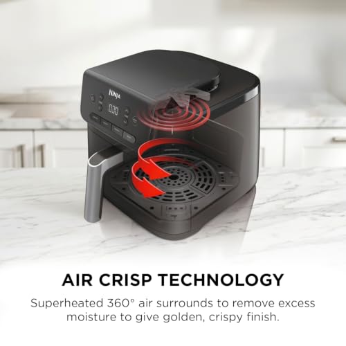 Image of Ninja Air Fryer, 4.7L Capacity, 1750W High-Power Motor, AirCrisp Technology, 4 Cooking Functions - Air Fry, Roast, Bake & Reheat, Non-Stick Drawer & Crisper Plate, AF140IN Black