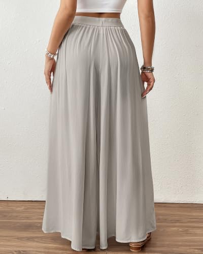 Image of Bsubseach Women Wide Leg Pants Floral Flowy Palazzo Pants