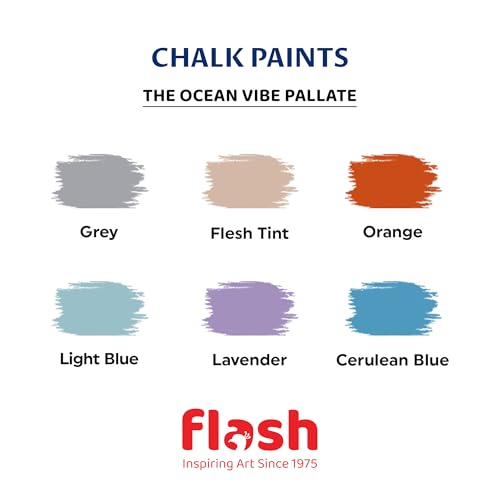 Image of Flash Acrylic Chalk Paint Set | Chalky Finish | 6 Colors The Ocean Vibe Palette| 15 ml, 0.5 fl oz Each | High Pigment Strength | Non Fading | Indoor /Outdoor | Non Toxic | Multi-Surface Paint | Pro Artist, Hobby