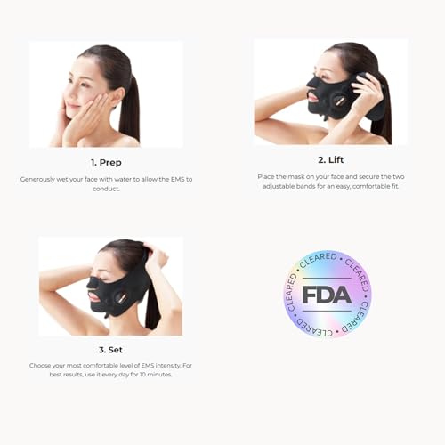 Medi Lift ‘Lift You Up’ Facial Toning Kit – FDA-Cleared EMS Face Mask with Moisture Serum – Hands-Free Lower Face Sculpting – Includes HoloGlow Bag – 5 Intensity Levels – 10-Min Daily Use