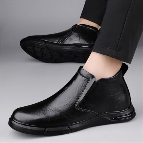 Men's Fashion High Top Leather Dress Shoes Casual Comfort Round-Toe Zipper Slip-On Oxfords Shoes3